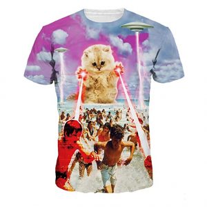 ufo-kitten-cat-laser-attack-beach-tee-shirt